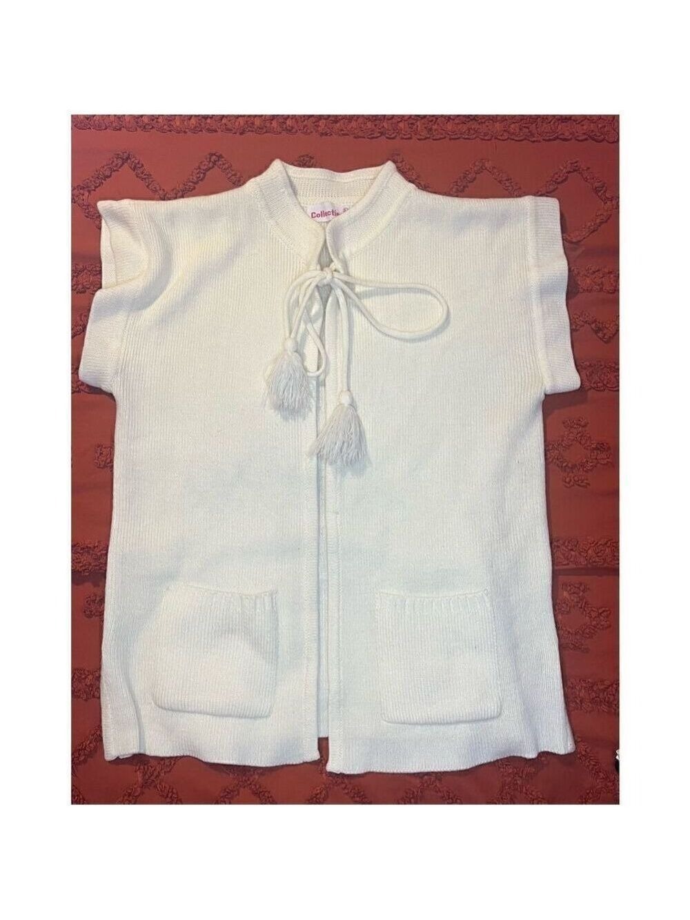 Pompom creamy quirky pockets mock collar size 38 - Picture 3 of 16